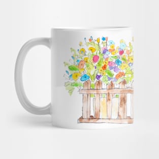 colorful flowers in 3 pots watercolor Mug